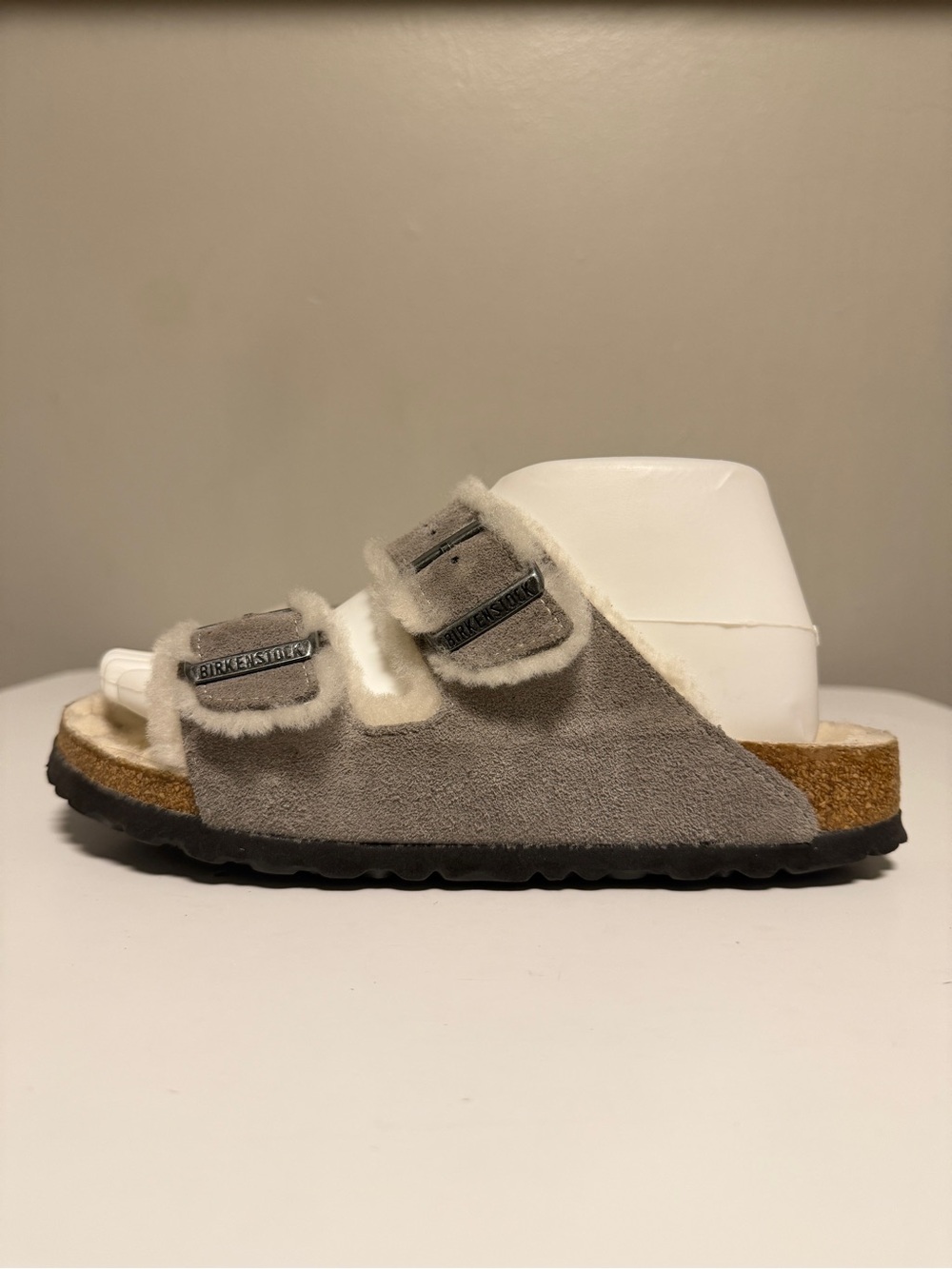 Birkenstock Arizona Shearling Suede Leather Stone Coin Women’s EU 39 US 8-8.5